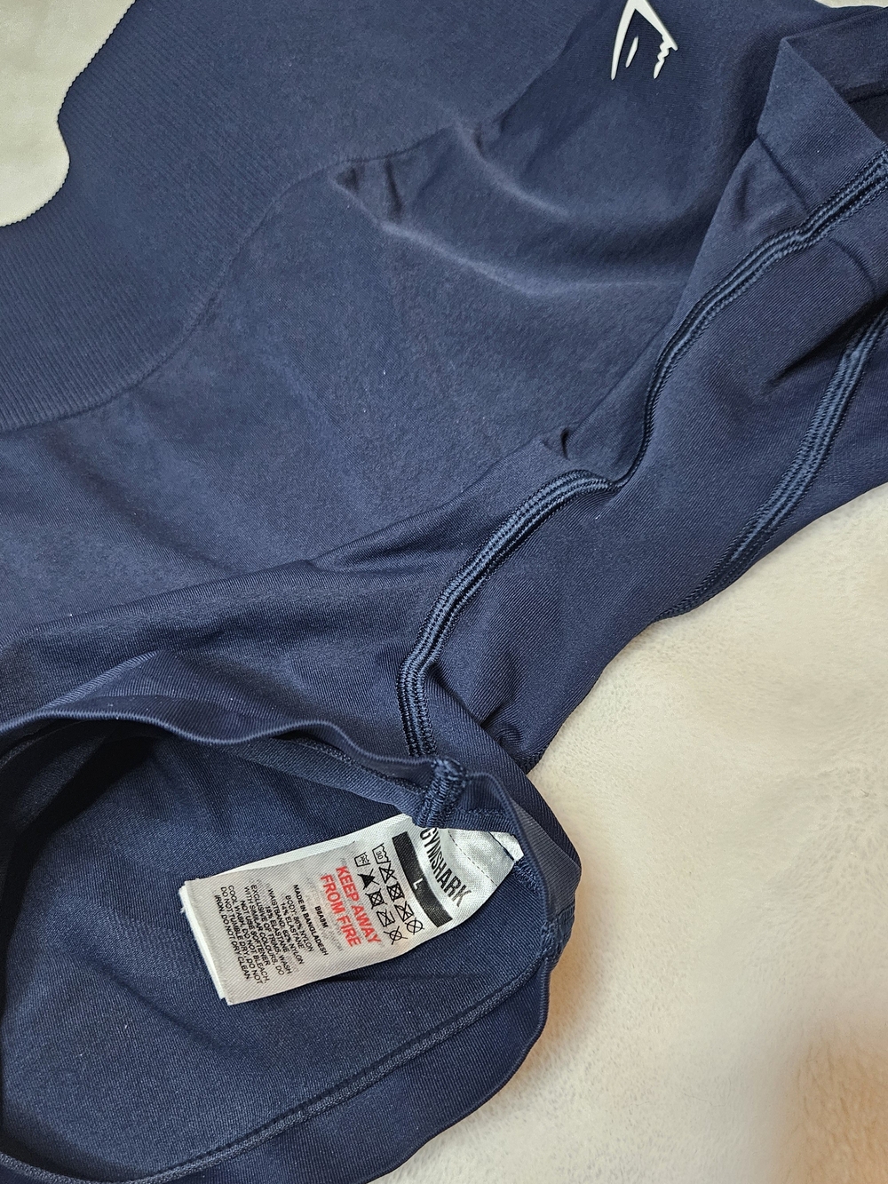 Gymshark Navy High-Waist Ribbed Bike Shorts - Picture 4 of 5
